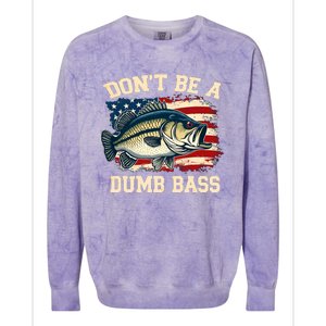 Classic DonT Be A Dumb Bass Funny Fishing Usa Flag Colorblast Crewneck Sweatshirt