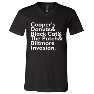 CooperS Donuts & Black Cat & The Patch V-Neck T-Shirt