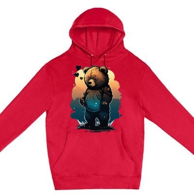 Cute Dressed Bear Daughter Wife Grandma  Premium Pullover Hoodie