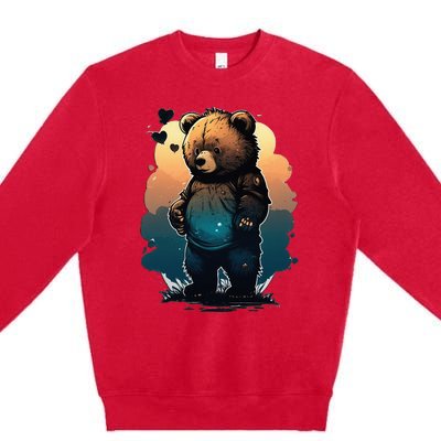 Cute Dressed Bear Daughter Wife Grandma  Premium Crewneck Sweatshirt