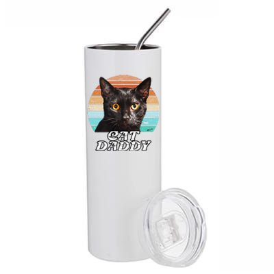 Cat Daddy Black Cat Vintage Eighties Style Cat Retro Stainless Steel Tumbler