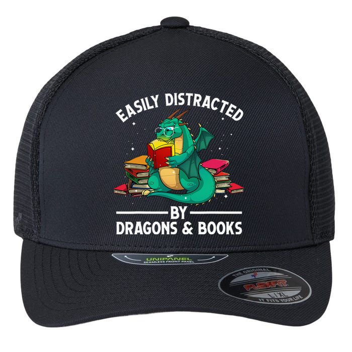 Cute Dragon Book Design For Dragon Book Lover Flexfit Unipanel Trucker Cap