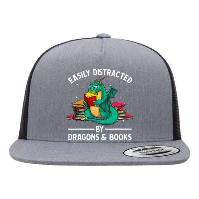 Cute Dragon Book Design For Dragon Book Lover Flat Bill Trucker Hat