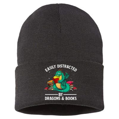 Cute Dragon Book Design For Dragon Book Lover Sustainable Knit Beanie