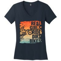 Cool Dirt Bike For Wo Girl Motocross Biker Racer Sport Women's V-Neck T-Shirt