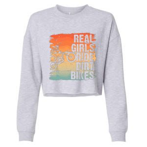 Cool Dirt Bike For Wo Girl Motocross Biker Racer Sport Cropped Pullover Crew