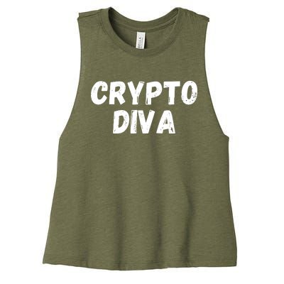 Crypto Diva, Bitcoin Diva, Bitcoin Mom, Plan B, Blockchain Diva Women's Racerback Cropped Tank