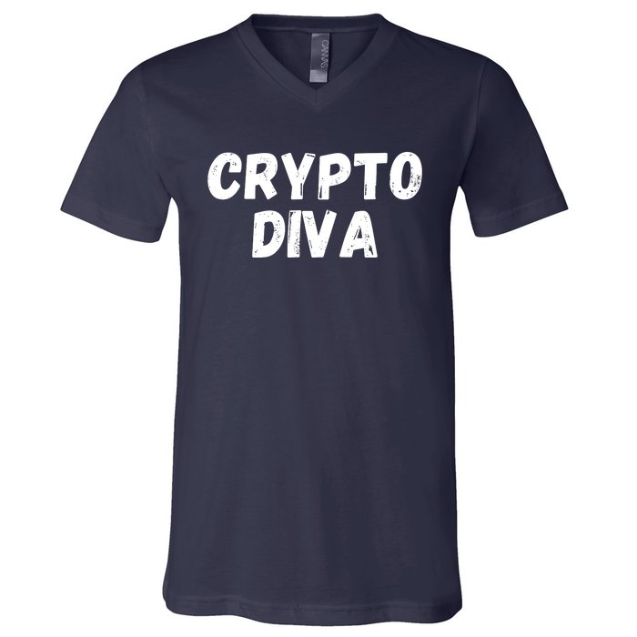 Crypto Diva, Bitcoin Diva, Bitcoin Mom, Plan B, Blockchain Diva V-Neck T-Shirt