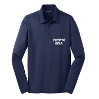 Crypto Diva, Bitcoin Diva, Bitcoin Mom, Plan B, Blockchain Diva Silk Touch Performance Long Sleeve Polo