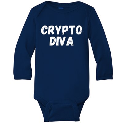 Crypto Diva, Bitcoin Diva, Bitcoin Mom, Plan B, Blockchain Diva Baby Long Sleeve Bodysuit