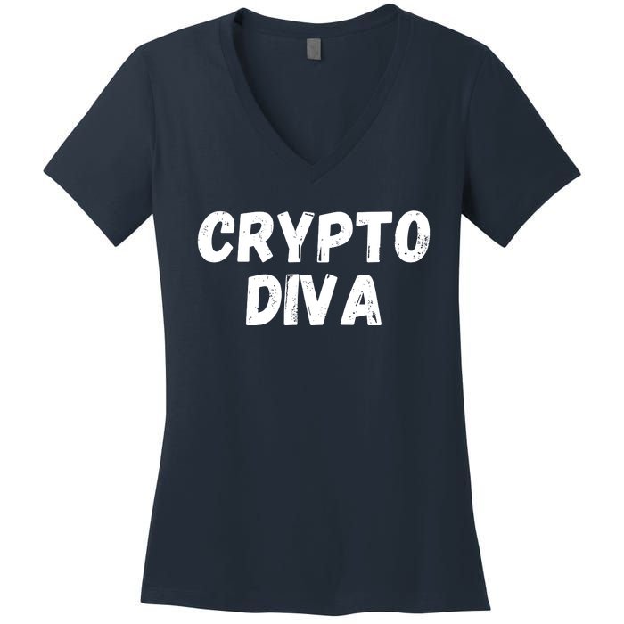 Crypto Diva, Bitcoin Diva, Bitcoin Mom, Plan B, Blockchain Diva Women's V-Neck T-Shirt