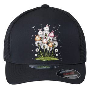 Cute Dandelion Bunny Rabbit Flower Bunny Lover Flexfit Unipanel Trucker Cap