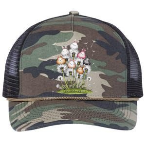 Cute Dandelion Bunny Rabbit Flower Bunny Lover Retro Rope Trucker Hat Cap