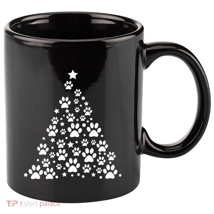 Christmas Dog Bone And Paw Tree Sweatshirt 11oz C Handle Ceramic Mug