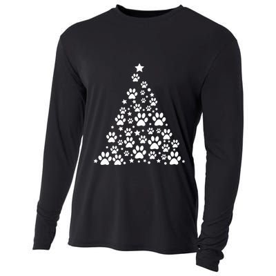 Christmas Dog Bone And Paw Tree Sweatshirt Cooling Performance Long Sleeve Crew