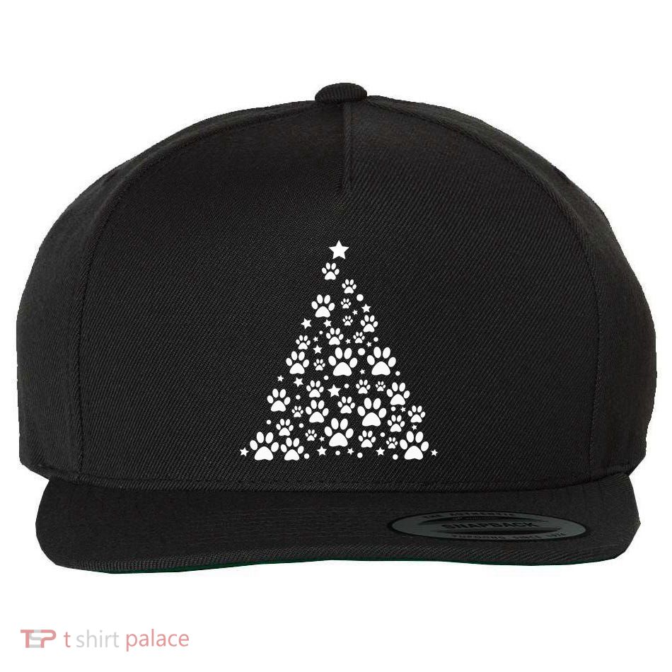 Christmas Dog Bone And Paw Tree Sweatshirt Wool Snapback Cap