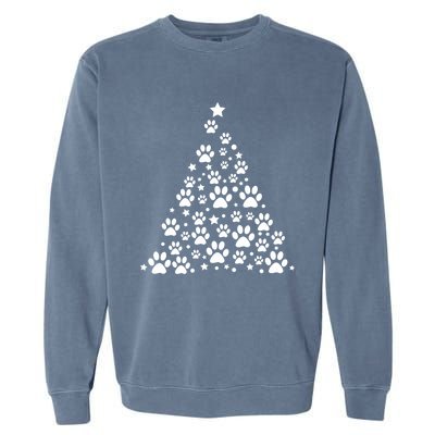 Christmas Dog Bone And Paw Tree Sweatshirt Garment-Dyed Sweatshirt