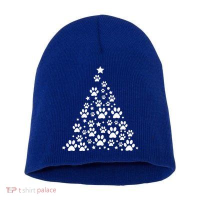Christmas Dog Bone And Paw Tree Sweatshirt Short Acrylic Beanie