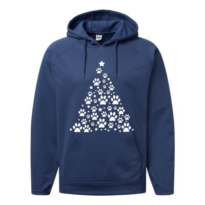 Christmas Dog Bone And Paw Tree Sweatshirt Performance Fleece Hoodie