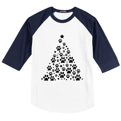 Christmas Dog Bone And Paw Tree Sweatshirt Baseball Sleeve Shirt