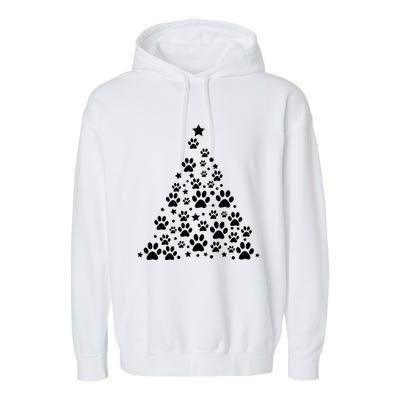 Christmas Dog Bone And Paw Tree Sweatshirt Garment-Dyed Fleece Hoodie