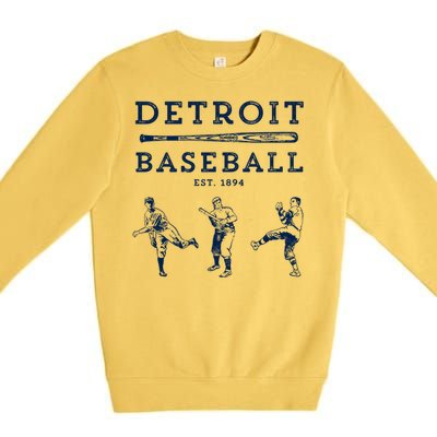 Classic Detroit Baseball Fan Retro Funny Gift Premium Crewneck Sweatshirt