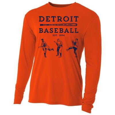 Classic Detroit Baseball Fan Retro Funny Gift Cooling Performance Long Sleeve Crew