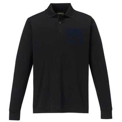 Classic Detroit Baseball Fan Retro Funny Gift Performance Long Sleeve Polo