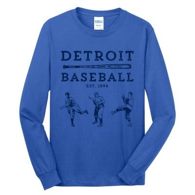 Classic Detroit Baseball Fan Retro Funny Gift Tall Long Sleeve T-Shirt