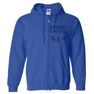 Classic Detroit Baseball Fan Retro Funny Gift Full Zip Hoodie