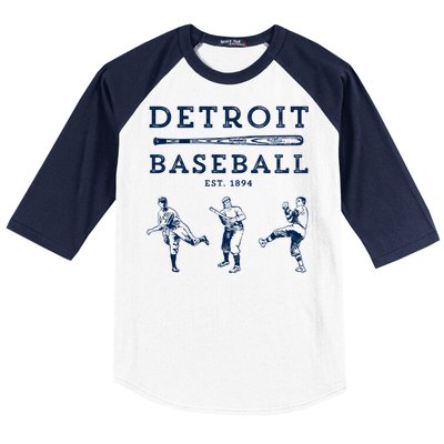 Classic Detroit Baseball Fan Retro Funny Gift Baseball Sleeve Shirt