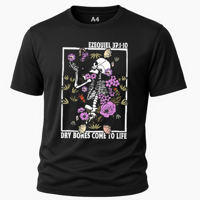 Christian Dry Bones Come To Life Floral Skeleton Cooling Performance Crew T-Shirt