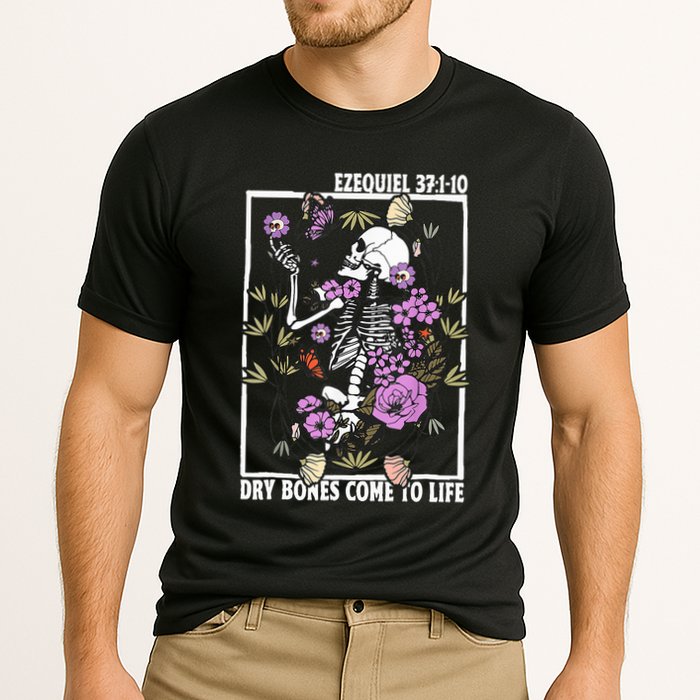 Christian Dry Bones Come To Life Floral Skeleton Cooling Performance Crew T-Shirt