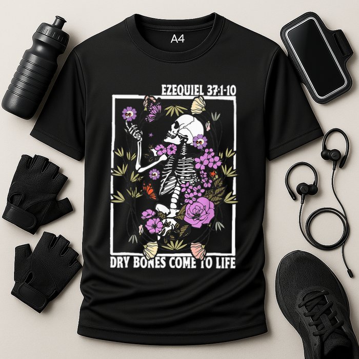 Christian Dry Bones Come To Life Floral Skeleton Cooling Performance Crew T-Shirt