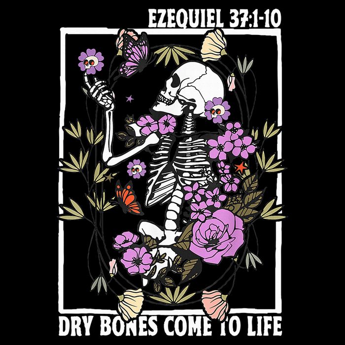 Christian Dry Bones Come To Life Floral Skeleton Cooling Performance Crew T-Shirt