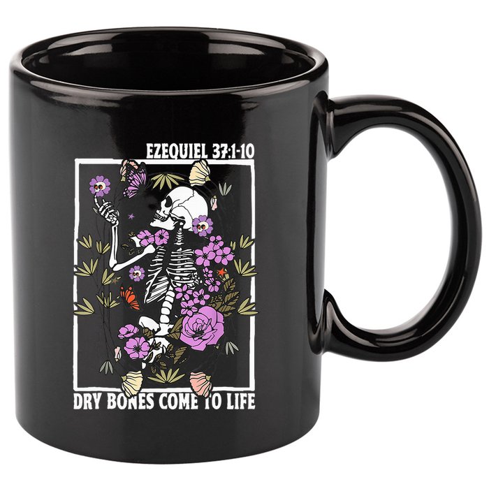 Christian Dry Bones Come To Life Floral Skeleton 11oz C Handle Ceramic Mug