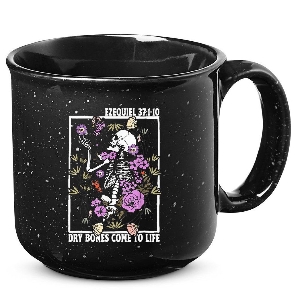 Christian Dry Bones Come To Life Floral Skeleton 15oz Campfire Ceramic Mug