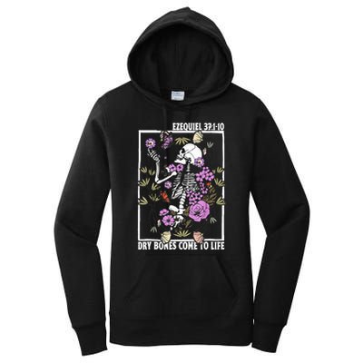 Christian Dry Bones Come To Life Floral Skeleton Women's Pullover Hoodie