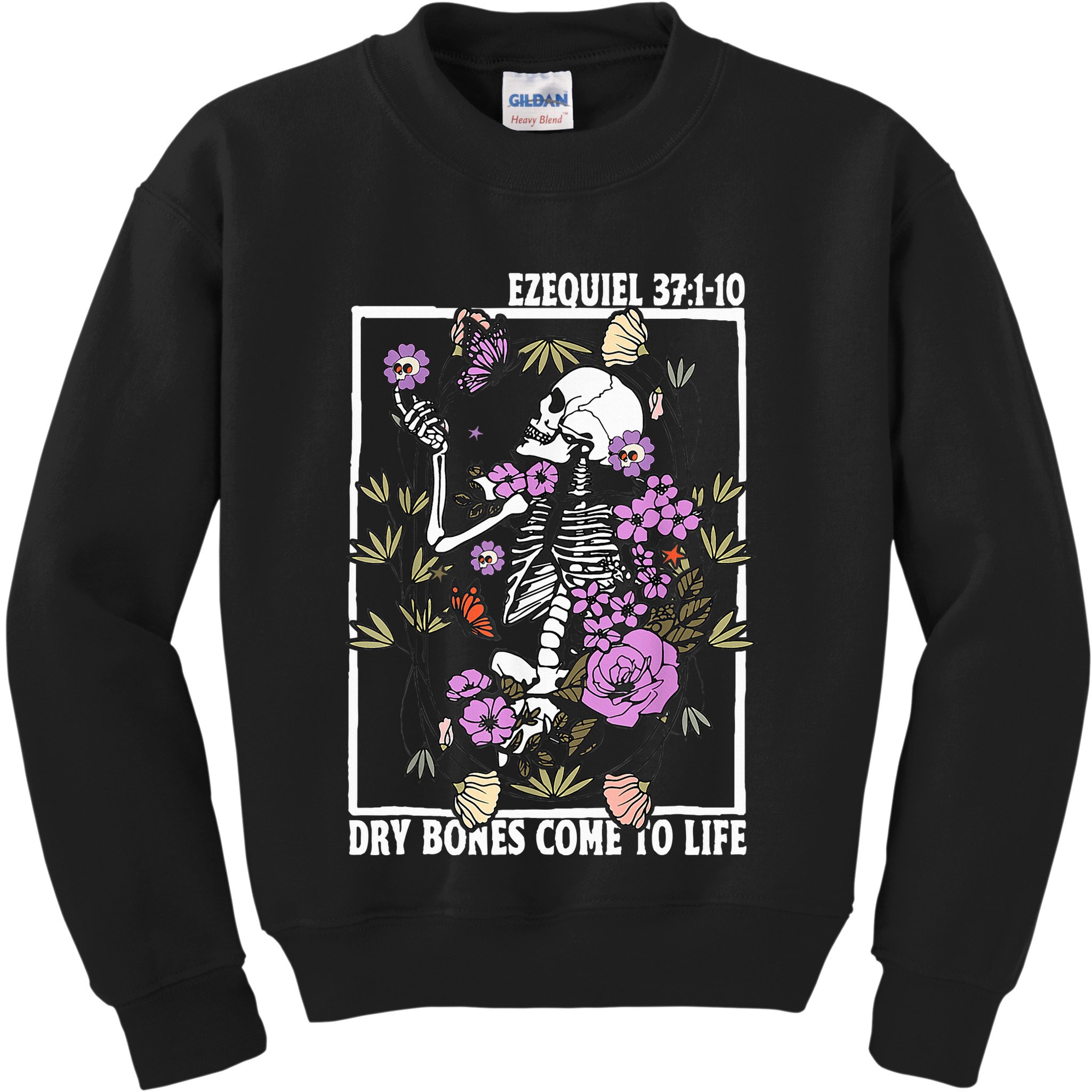 Christian Dry Bones Come To Life Floral Skeleton Kids Sweatshirt