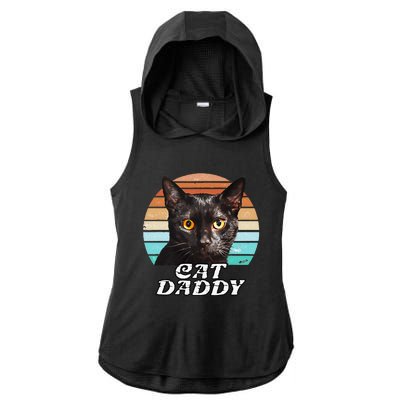 Cat Daddy Black Cat Vintage Eighties Style Cat Retro Cute Dog Ladies PosiCharge Tri-Blend Wicking Draft Hoodie Tank