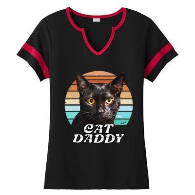 Cat Daddy Black Cat Vintage Eighties Style Cat Retro Cute Dog Ladies Halftime Notch Neck Tee