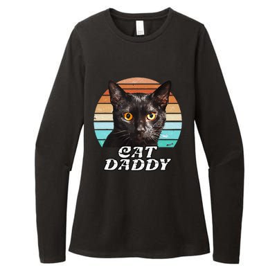 Cat Daddy Black Cat Vintage Eighties Style Cat Retro Cute Dog Womens CVC Long Sleeve Shirt