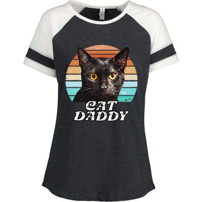 Cat Daddy Black Cat Vintage Eighties Style Cat Retro Cute Dog Enza Ladies Jersey Colorblock Tee