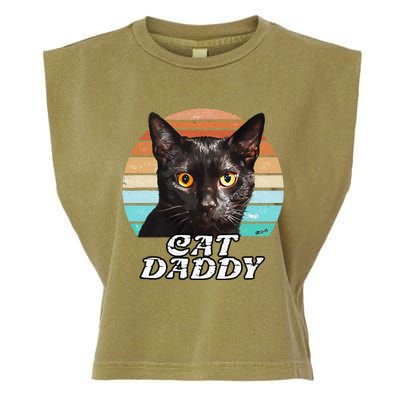 Cat Daddy Black Cat Vintage Eighties Style Cat Retro Cute Dog Garment-Dyed Women's Muscle Tee