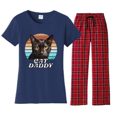 Cat Daddy Black Cat Vintage Eighties Style Cat Retro Cute Dog Women's Flannel Pajama Set