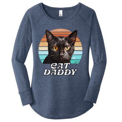 Cat Daddy Black Cat Vintage Eighties Style Cat Retro Cute Dog Women's Perfect Tri Tunic Long Sleeve Shirt