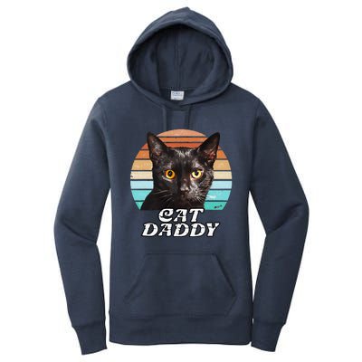 Cat Daddy Black Cat Vintage Eighties Style Cat Retro Cute Dog Women's Pullover Hoodie