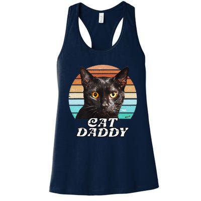 Cat Daddy Black Cat Vintage Eighties Style Cat Retro Cute Dog Women's Racerback Tank