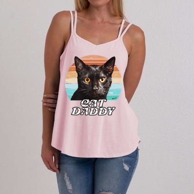 Cat Daddy Black Cat Vintage Eighties Style Cat Retro Cute Dog Women's Strappy Tank