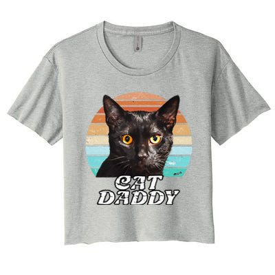 Cat Daddy Black Cat Vintage Eighties Style Cat Retro Cute Dog Women's Crop Top Tee